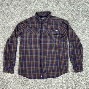 Columbia Shirt Mens Large Blue Plaid Long Sleeve Omni-Shade Sun Vented Fishing